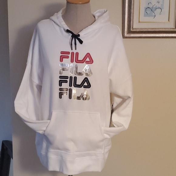 fila hoodie womens silver